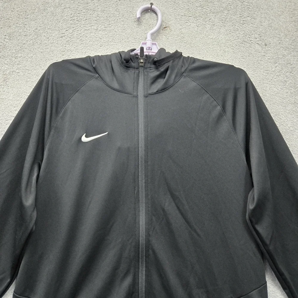 Nike Men Hoodie S Tall Black Dri Fit Swoosh Logo Pockets Full Zip Activewear
